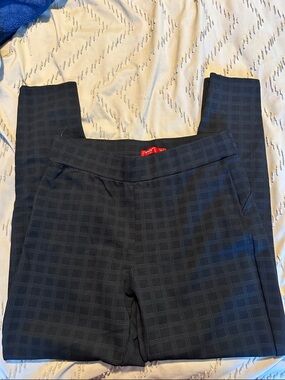 Plaid Ponte Stretch Trousers in Black - Slim Tailored Fit